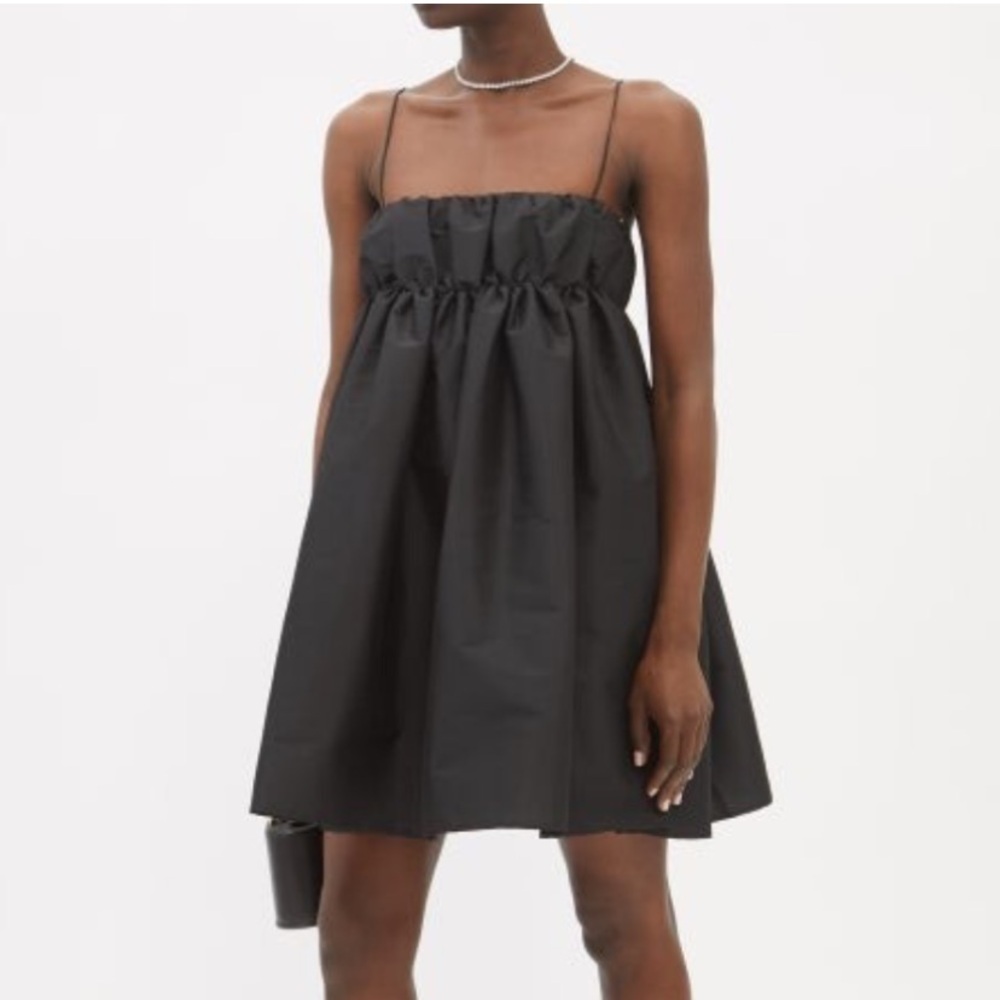 BERNADETTE Birgit Gathered Taffeta Dress - Black